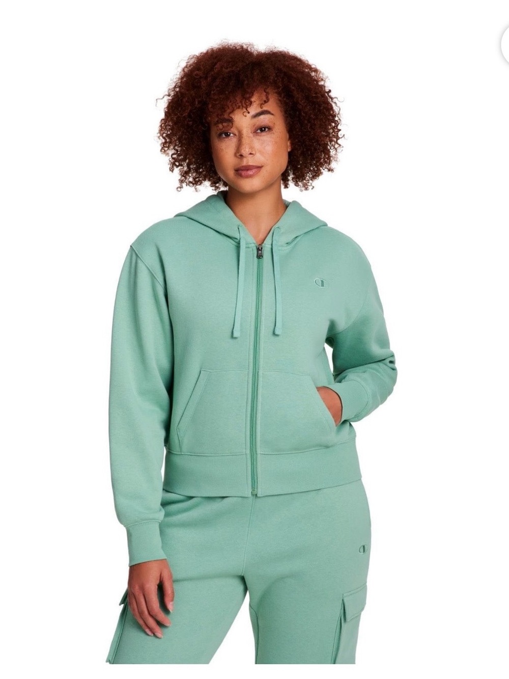 Champion Women's Mint Green Fleece Full Zip Hoodie